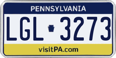 PA license plate LGL3273