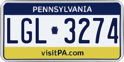 PA license plate LGL3274