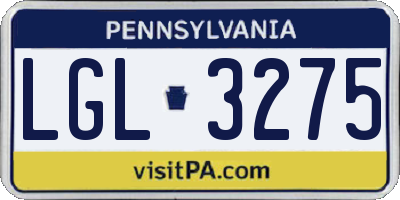 PA license plate LGL3275