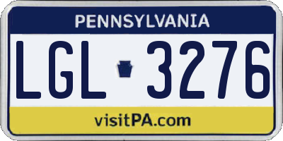 PA license plate LGL3276
