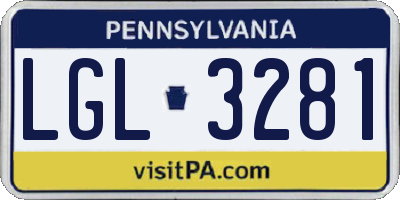 PA license plate LGL3281