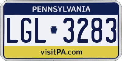 PA license plate LGL3283