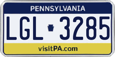PA license plate LGL3285