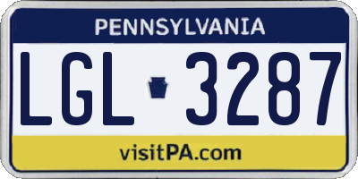 PA license plate LGL3287