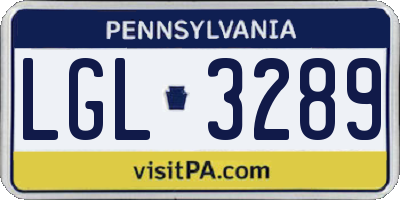 PA license plate LGL3289