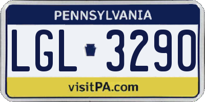 PA license plate LGL3290