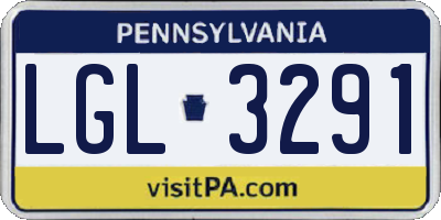 PA license plate LGL3291