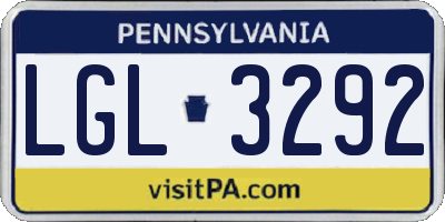 PA license plate LGL3292