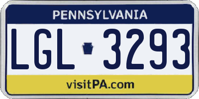 PA license plate LGL3293