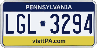 PA license plate LGL3294