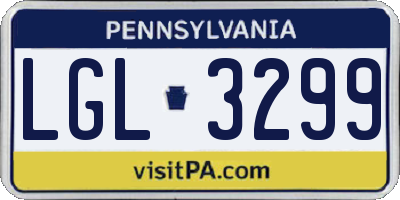 PA license plate LGL3299