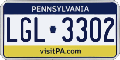 PA license plate LGL3302