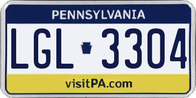 PA license plate LGL3304