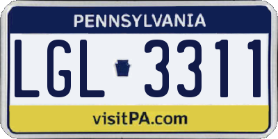 PA license plate LGL3311