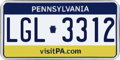 PA license plate LGL3312