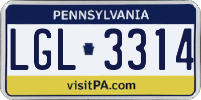 PA license plate LGL3314