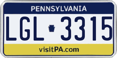 PA license plate LGL3315