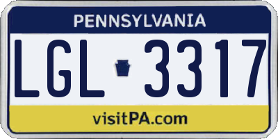PA license plate LGL3317