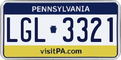 PA license plate LGL3321