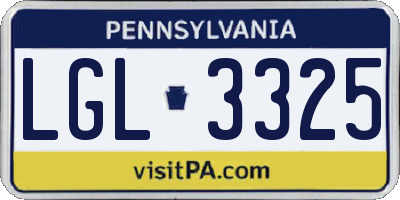 PA license plate LGL3325