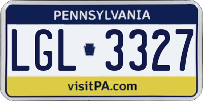 PA license plate LGL3327
