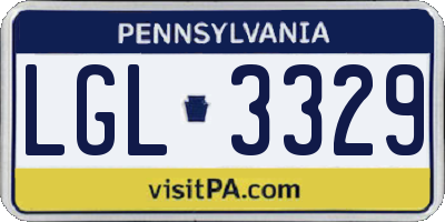 PA license plate LGL3329