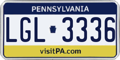 PA license plate LGL3336