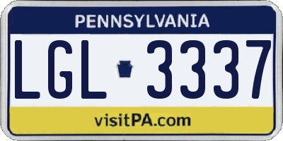 PA license plate LGL3337