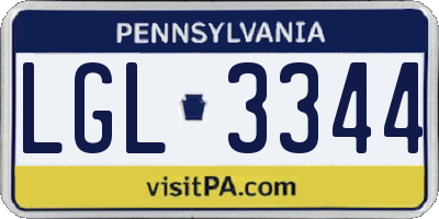 PA license plate LGL3344