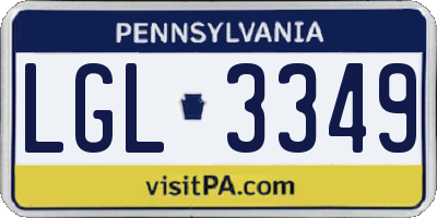 PA license plate LGL3349