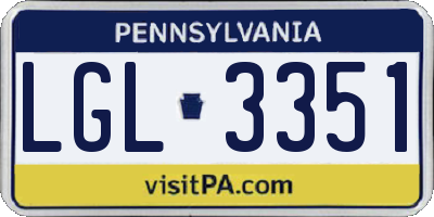 PA license plate LGL3351