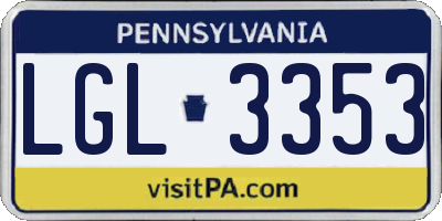 PA license plate LGL3353