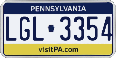 PA license plate LGL3354