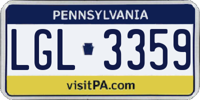 PA license plate LGL3359