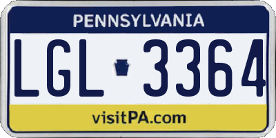 PA license plate LGL3364