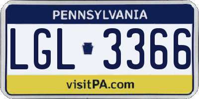 PA license plate LGL3366
