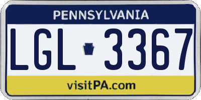 PA license plate LGL3367