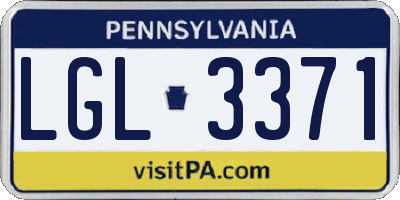PA license plate LGL3371