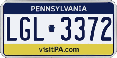 PA license plate LGL3372