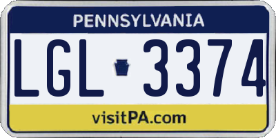 PA license plate LGL3374