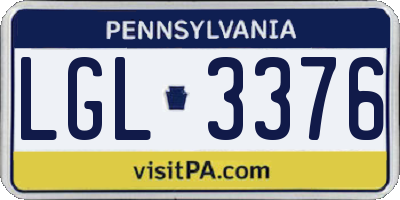 PA license plate LGL3376
