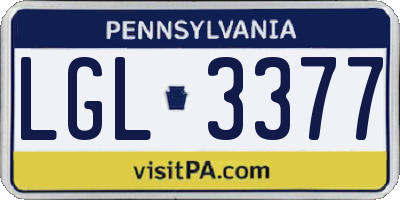 PA license plate LGL3377