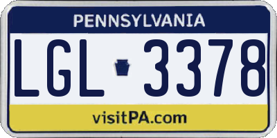 PA license plate LGL3378