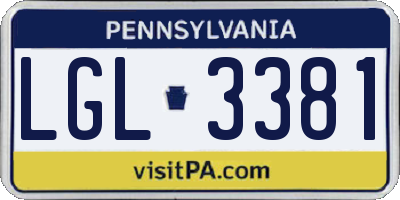 PA license plate LGL3381