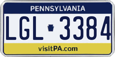 PA license plate LGL3384