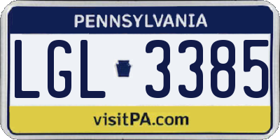 PA license plate LGL3385