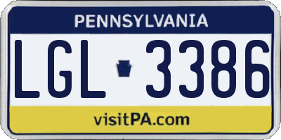 PA license plate LGL3386