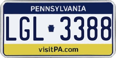 PA license plate LGL3388