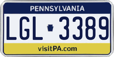 PA license plate LGL3389