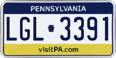 PA license plate LGL3391